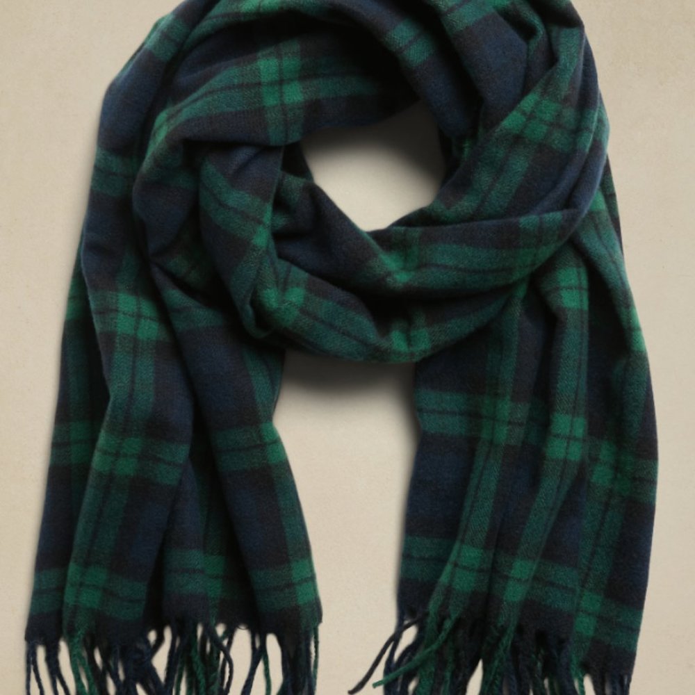 NWT Banana Republic Green Navy Donagle Plaid Scarf